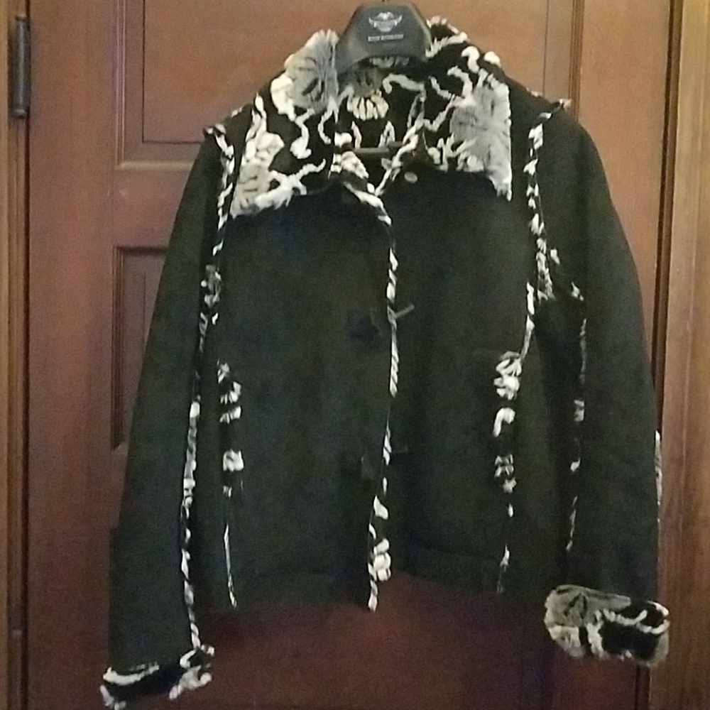 Black suede reversible jacket